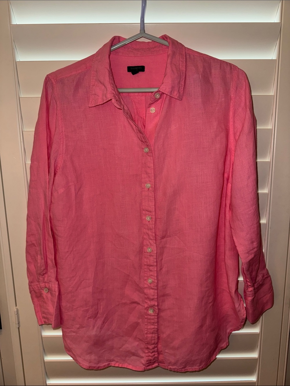 Talbots Petite Coral/Pink Button-Front Shirt